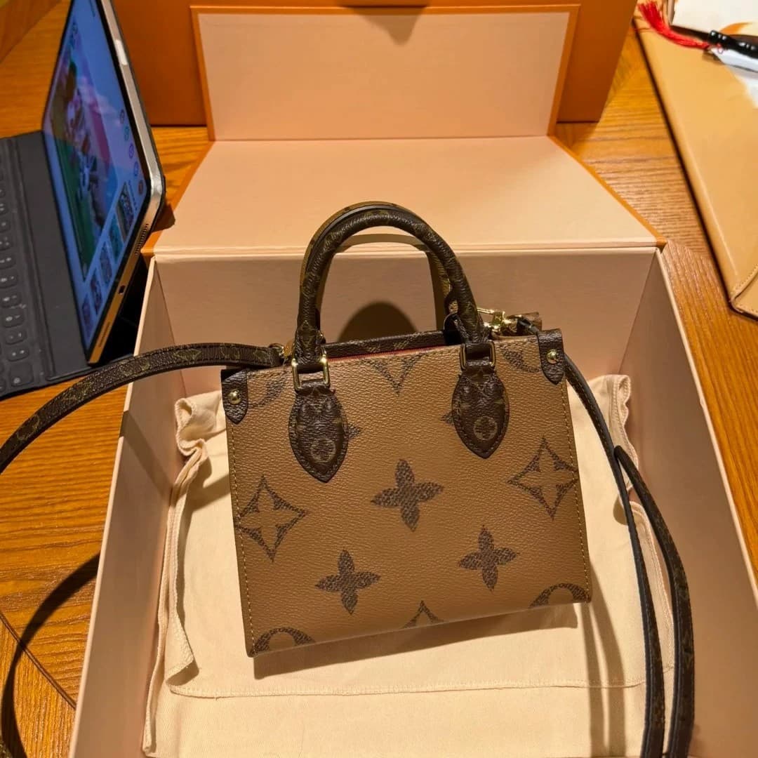 Cross-border original chip version 2026 new L onthego jungle genuine leather women's bag shoulder crossbody tote bag V