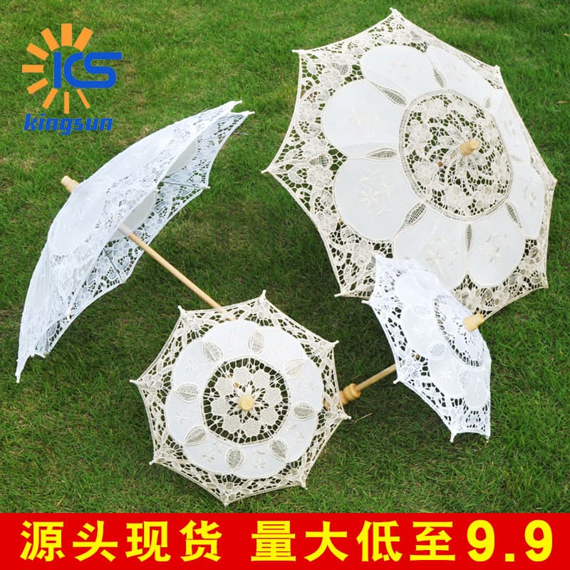 Wedding Lace Umbrella Beading Technique White Bridal Umbrella Photography Props Wedding Supplies Lace For