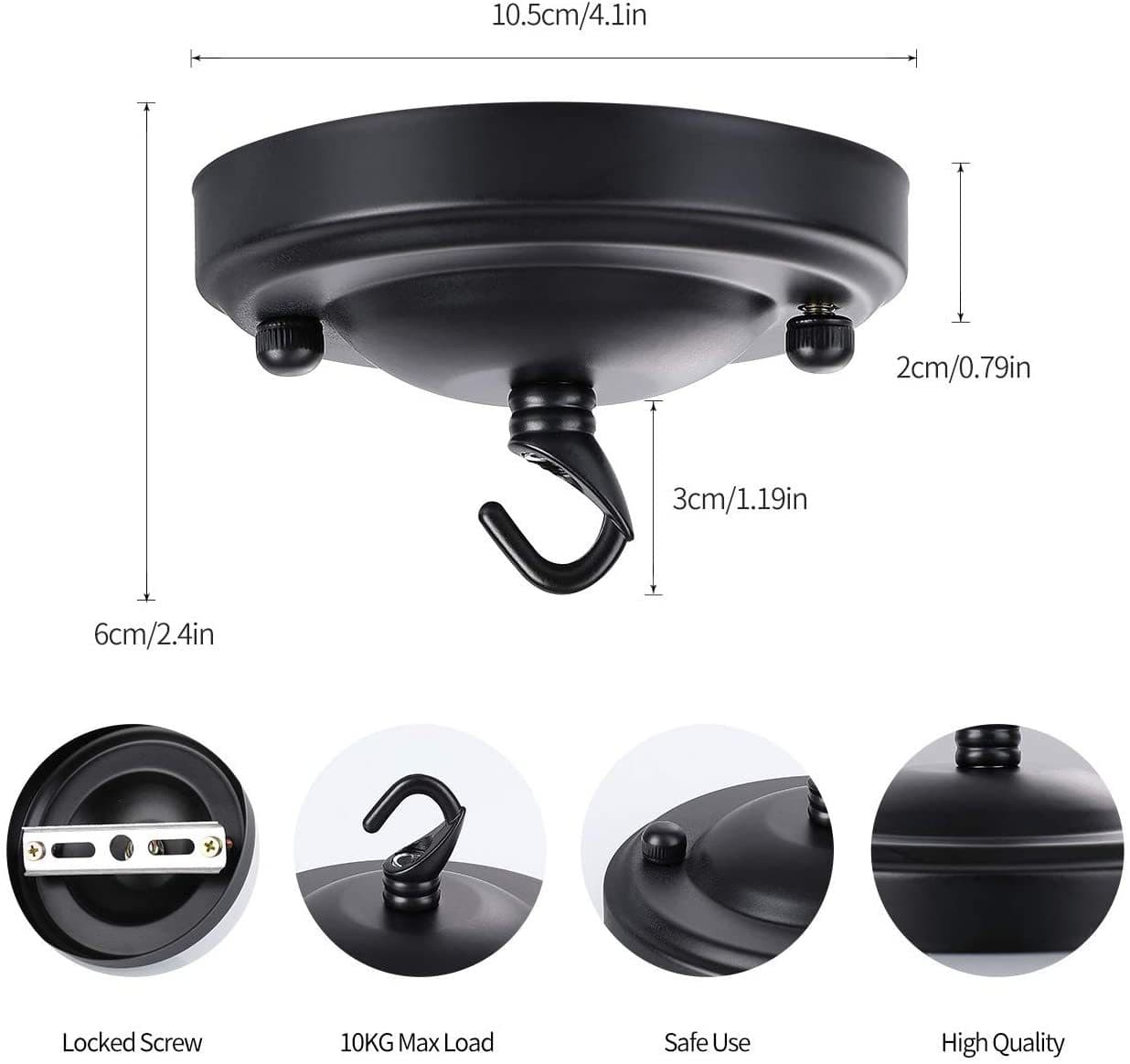 Retro ceiling plate round hanging board decorative home hooks, heavy load-bearing rings, black lighting fixtures and accessories