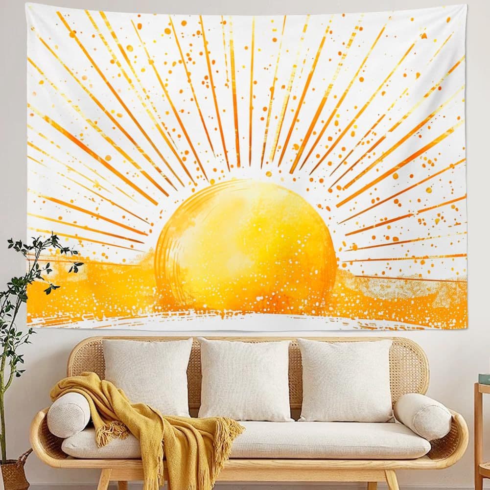 Retro 70s Sunset Sunrise Tapestry Vintage Aesthetic Abstract Art Tapestry Bohemian Hippie Background