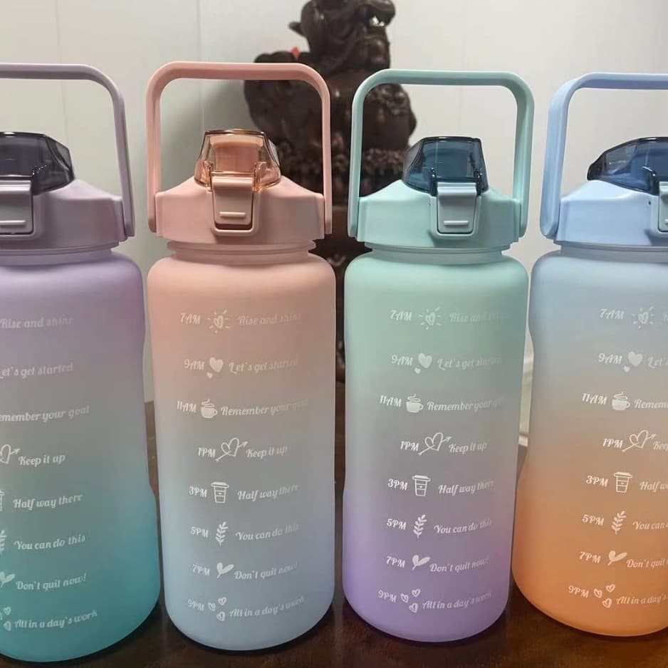 Gradient space cup matte 2000ml large-capacity gradient color water cup, sports water bottle