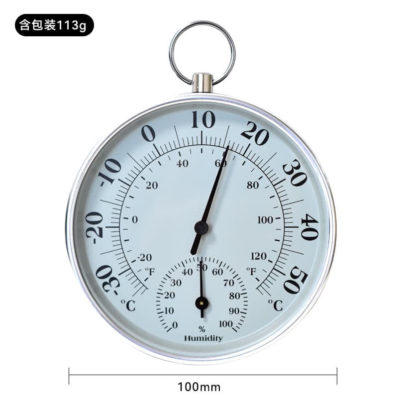 Cross-border Mini Pointer Thermometer Hygrometer Aluminum Alloy Shell Plastic Bottom Shell Plastic Lens