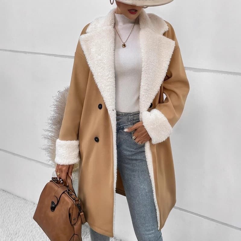 2025 cross-border foreign trade Amazon independent station new winter style women's temperament casual commuting woolen jacket women's style