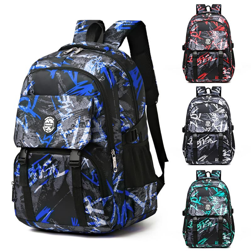 Cross-Border New Casual Backpack, College Style School Bag for Men and Women, Middle and High School Students, Trendy Graffiti Fashion Computer Bag