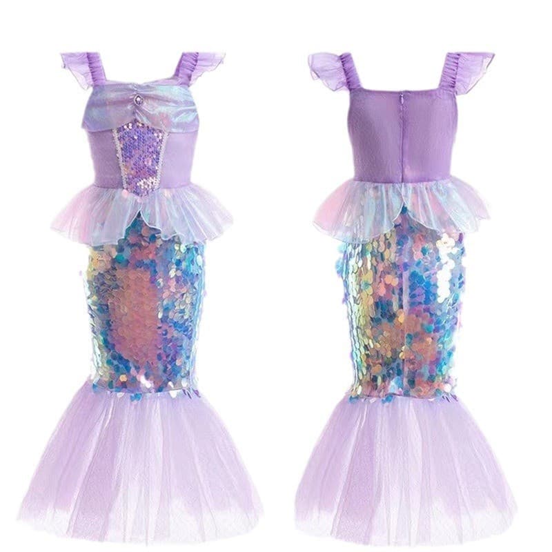 Mermaid Princess Dress Sequin Fishtail Bodycon Performance Dress Strapless Colorful Mermaid Tail Stage Costume