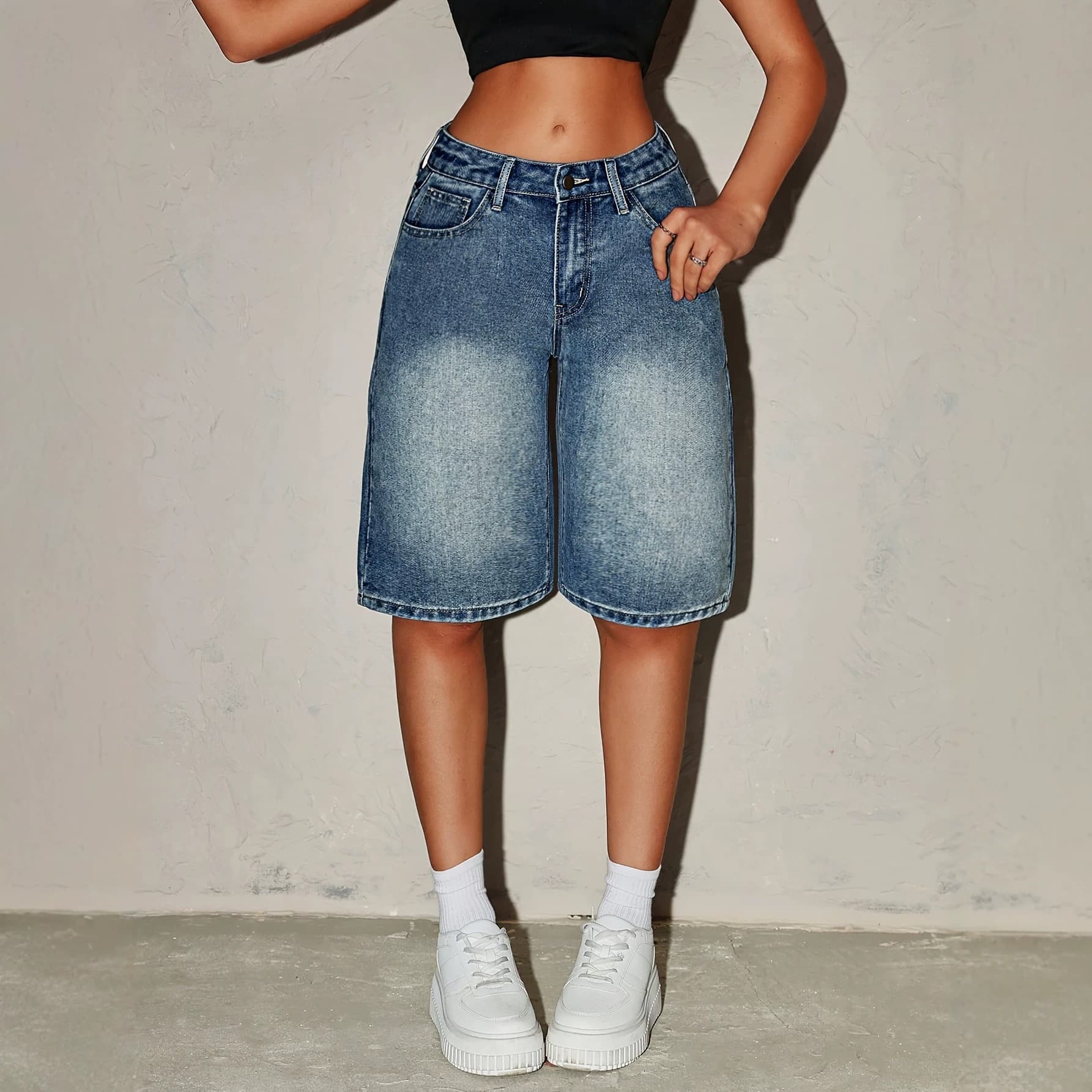 Cross-Border In-Stock Supply for European and American Amazon and Aliexpress: Versatile Trendy Denim Shorts for Teenage Girls