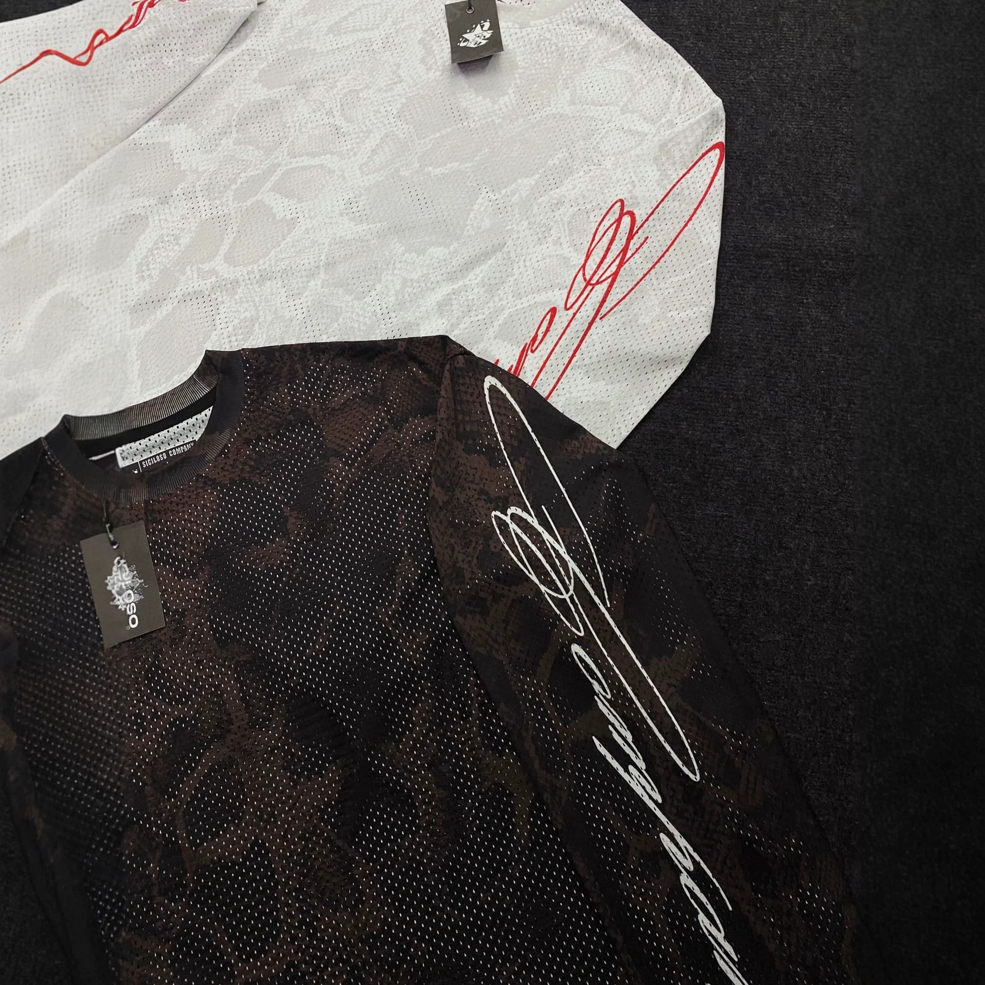 Y2K Style Snake Pattern Mesh Long Sleeve T-Shirt Streetwear Letter Print Breathable Casual Unisex