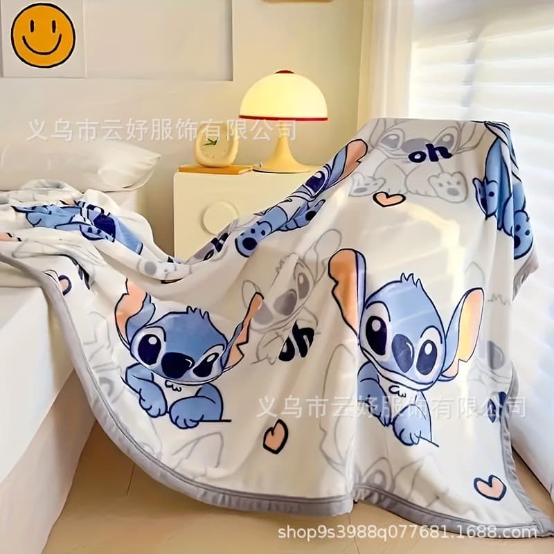 Cross-border AliExpress Cute Cartoon Stitch Flannel Blanket Nap Sofa Decorative Throw