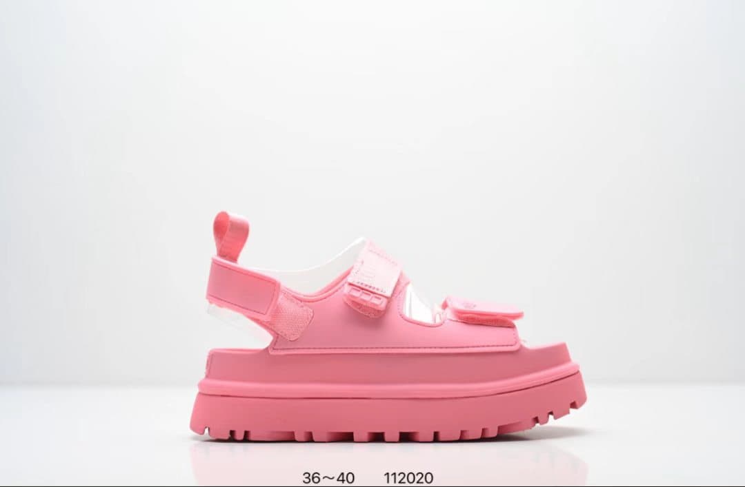 Putian Shoes GoldenGlow Slippers Women's Puff Thick Sole Velcro Strap Casual Comfortable Fashion Sandals