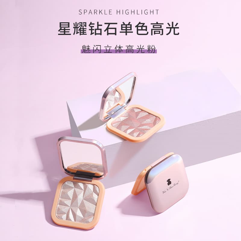 Live Streaming Makeup Winnie Bear Highlighter Powder Compact Contouring Diamond Single Color Natural Brightening Potato Mud Pearl Eyeshadow