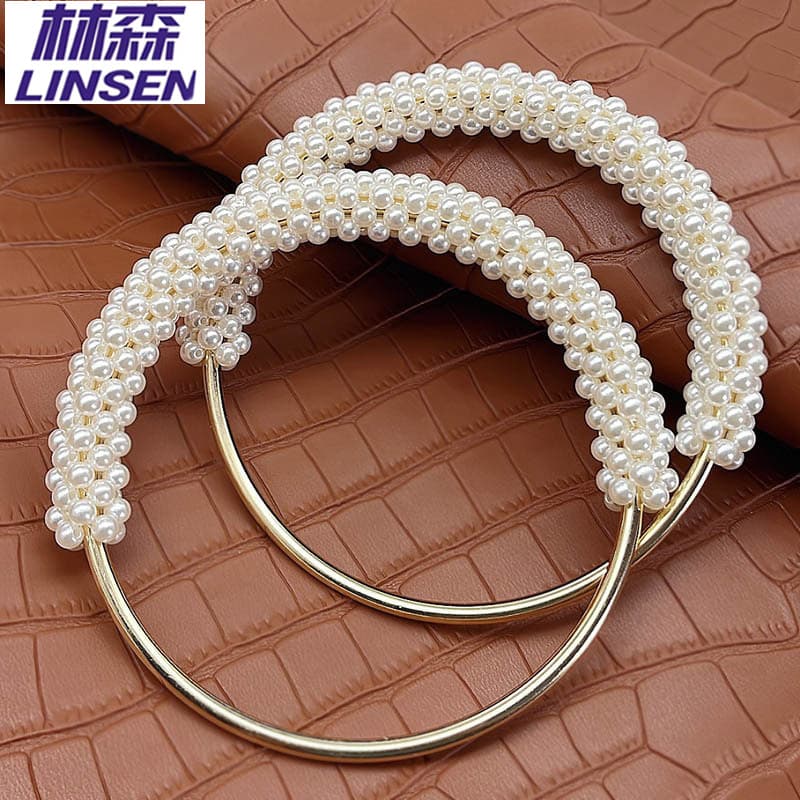 High-end Pearl Handbag Accessories Weaving Bag Handle Ring Pearl Iron Ring Round Handmade Bag Handle