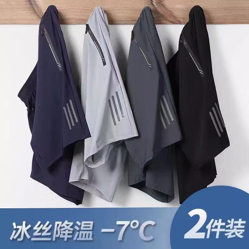 Plus Size Men's Shorts for Outer Wear Lightweight Athletic 5-Inch Shorts Men's Quick-Dry Ice Silk Mid-Length Pants Loose Casual Big Shorts