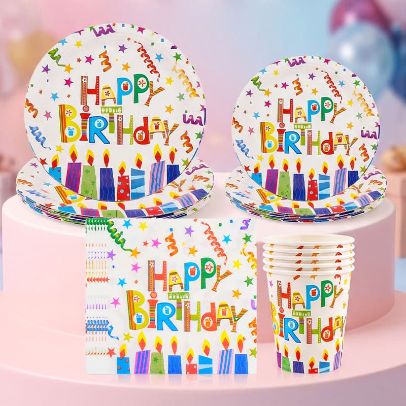 Party tissue cross-border birthday theme children's party printing 20 pieces of paper cloth happy birthday paper plate paper cup set