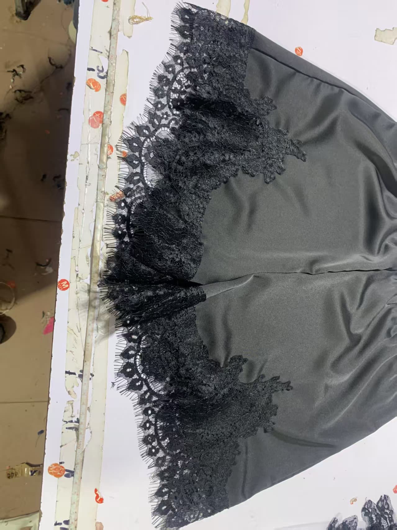202506 Lace Trim Wide Shorts Design Chic Casual Short Sleeve European American Cross-border Commute Lace Shorts