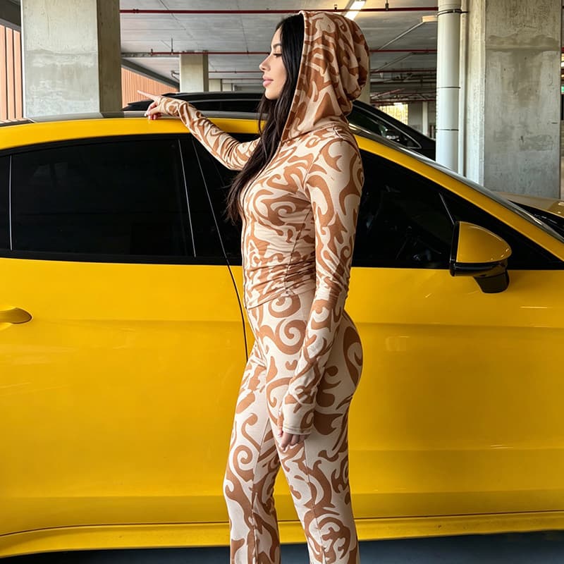 2026 Summer New Casual Comfortable Hoodie Top and Bodycon Long Pants Set for Women Amazon Drop Shipping