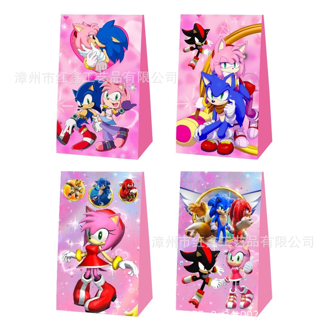Sonic Pink Party Candy Bags Gift Bags Souvenir Bags Children's Gift Bags Packaging Paper Bags