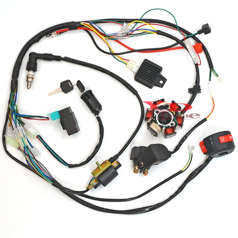 ATV Sand Buggy Off-Road Motorcycle 70-110cc Full Wiring Harness Ignition Coil Electrical Parts High Voltage Pack