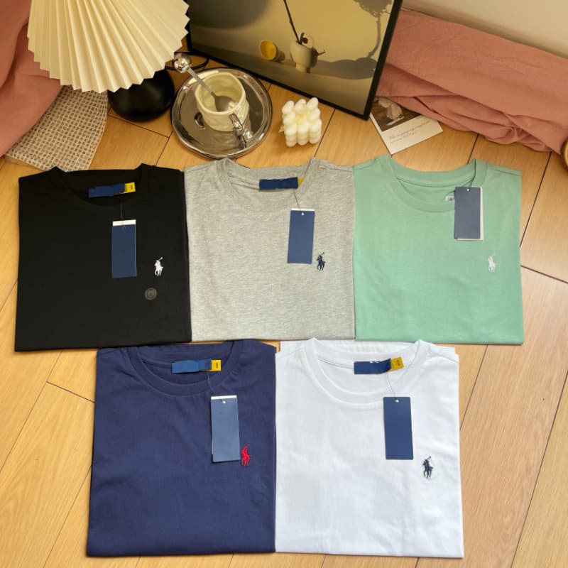 Original Export 100% Cotton PL Laff Horse Logo Embroidered Slim Fit Versatile Short Sleeve T-Shirt Women's Top