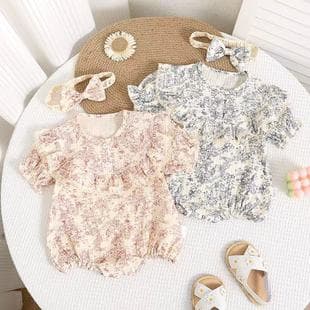 Newborn Baby Summer Outfit Chinese Ink Painting Princess Bodysuit for 100-Day-Old Girls Thin Style