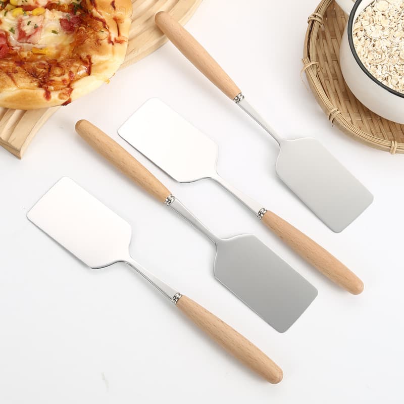Stainless Steel Wooden Handle Cooking Spatula for Eggs, Pancakes, Kitchen Multi-Function Tool, Mud Moxibustion Stirring Spatula