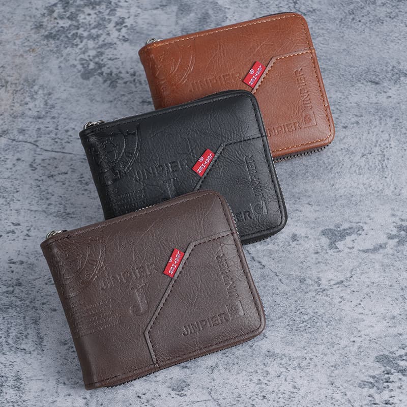 New Men's Wallet Zipper Bag Coin Coin Purse Factory Spot Wholesale Wallet Short Artificial Leather Zipper Bag