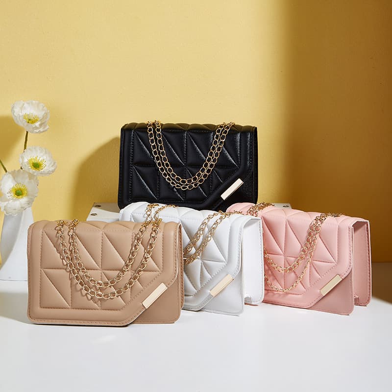 2026 New Diamond Quilted Women's Single Shoulder Bag Cold Pressed Triangle Embossed Crossbody Small Square Bag Casual Coin Purse Simple Small