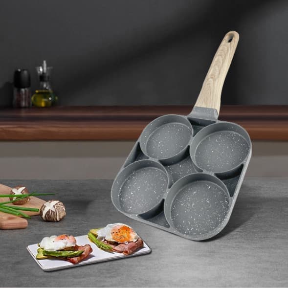 XY105 Egg Burger Pan Household Egg Frying Pan Reinforced Bottom Non-stick Four-Hole Breakfast Skillet Die-cast Flat