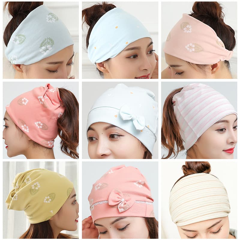 Wholesale 2025 New Style Headwrap Postnatal Hat Breathable Printed Postpartum Maternity Headscarf Cotton Maternity Cap