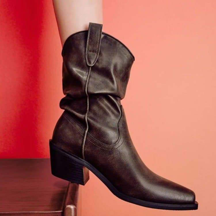 Boots Women's Autumn Memory Mid-calf Knight Boots Pointed Toe Thick High Heel Short Boots Slim Boots for Women