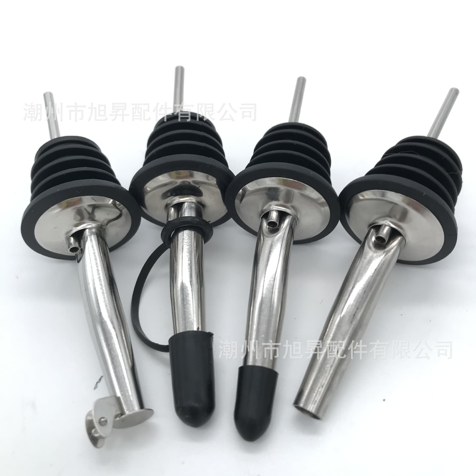 Stainless Steel Cocktail Pourer, Integrated Design with Black Cap, Cross-border Hot-selling Bottle Stopper