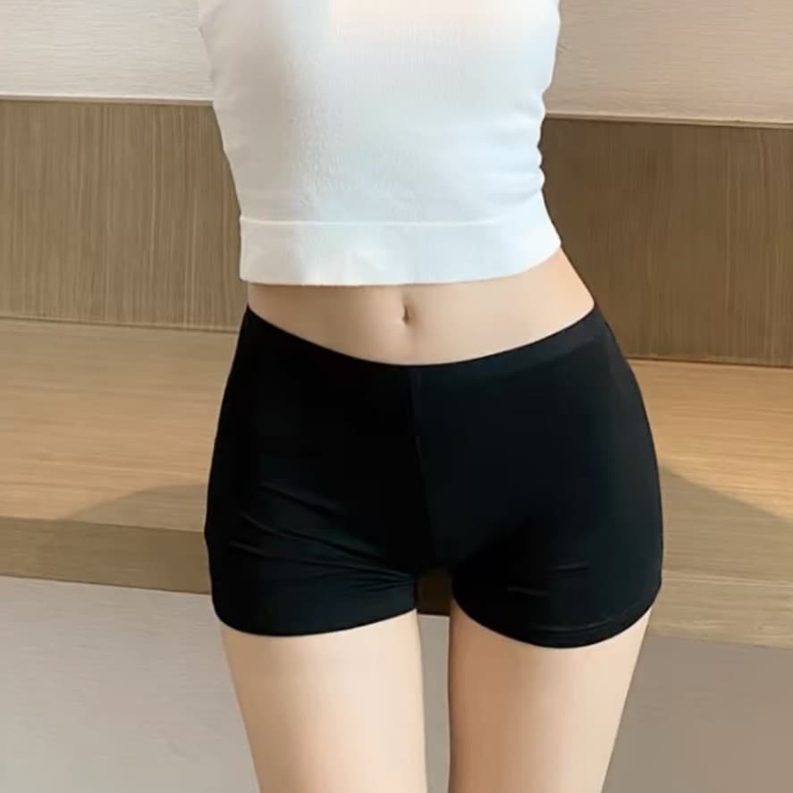 Safety Pants for Women Anti-Peep, Summer Thin Ice Silk Seamless Non-Rolling Edge Shorts, Butt-Lifting Underwear Can Be Worn Outside as Leggings