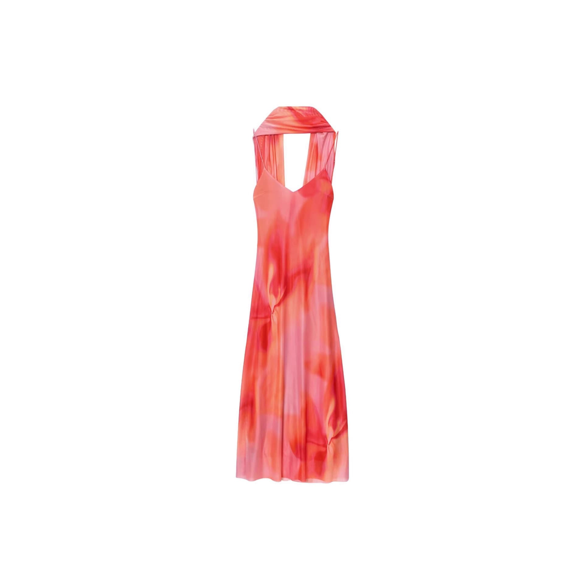 2025 New Women's European and American Style Fashion Printed Long Scarf Dress Mid-Length Elegant Slimming Dress