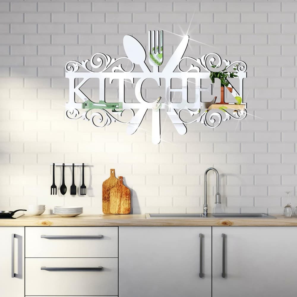Cross-border Kitchen Wall Stickers Acrylic Decals Kitchen Wall Decoration 3D Mirror Decoration Restaurant Home Pendant