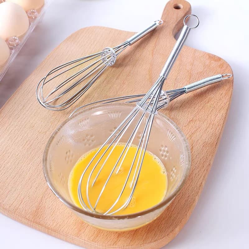 Mini Manual Spring Handle Whisk, Three-Wire Egg Beater Kitchen Household Whipping Tool