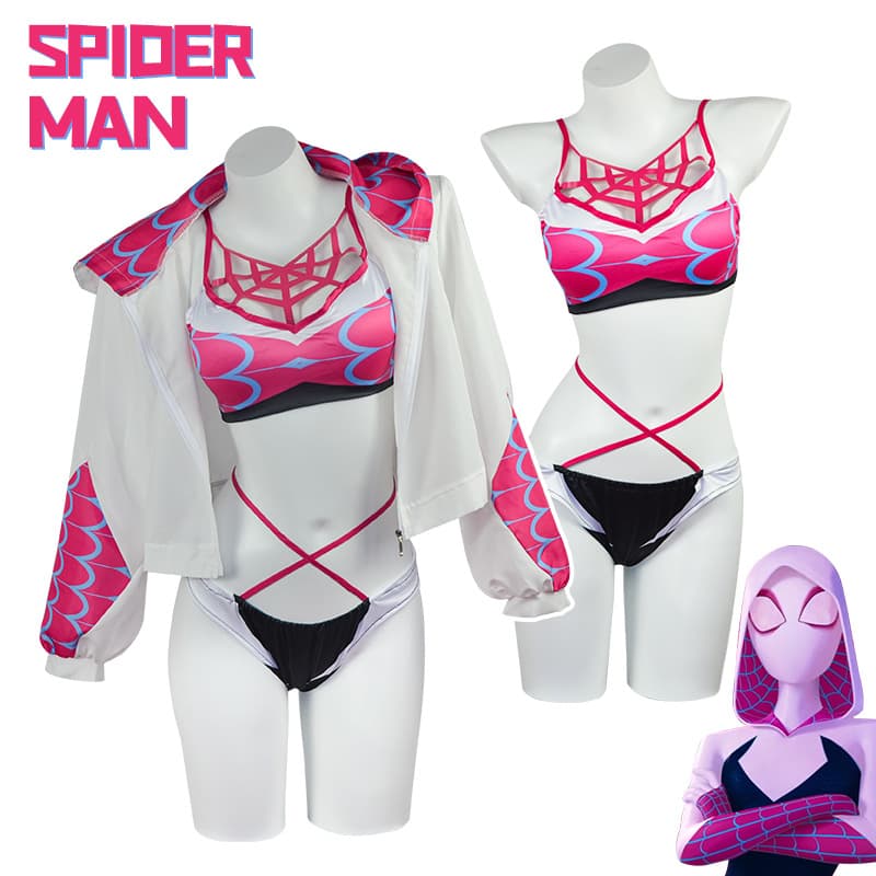 Halloween Spider-Man Across the Spider-Verse Gwen Cosplay Costume Swimsuit Jacket Venom Cosplay Bodysuit