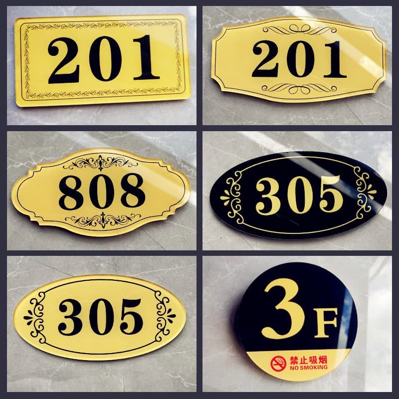 Acrylic Door Number Plate for Community Rentals, Hotels, Dormitories, and Hotel Room Signs Customizable