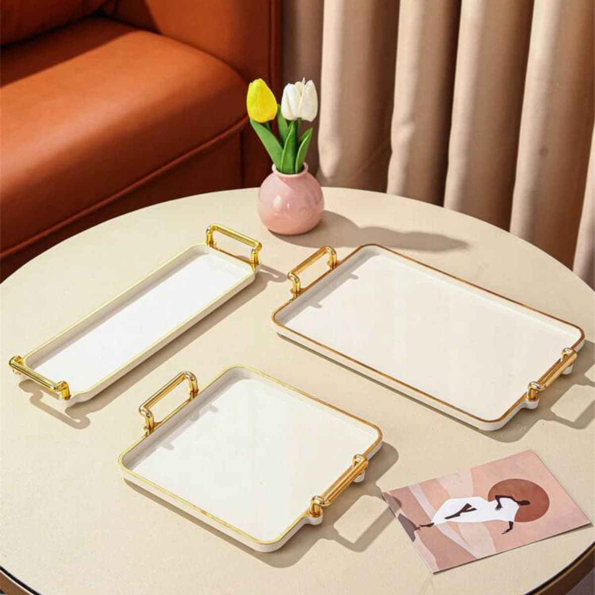 Rectangular Tea Tray, Home Tea Tray, Living Room Coffee Table Fruit Tray, Plastic Tea Tray