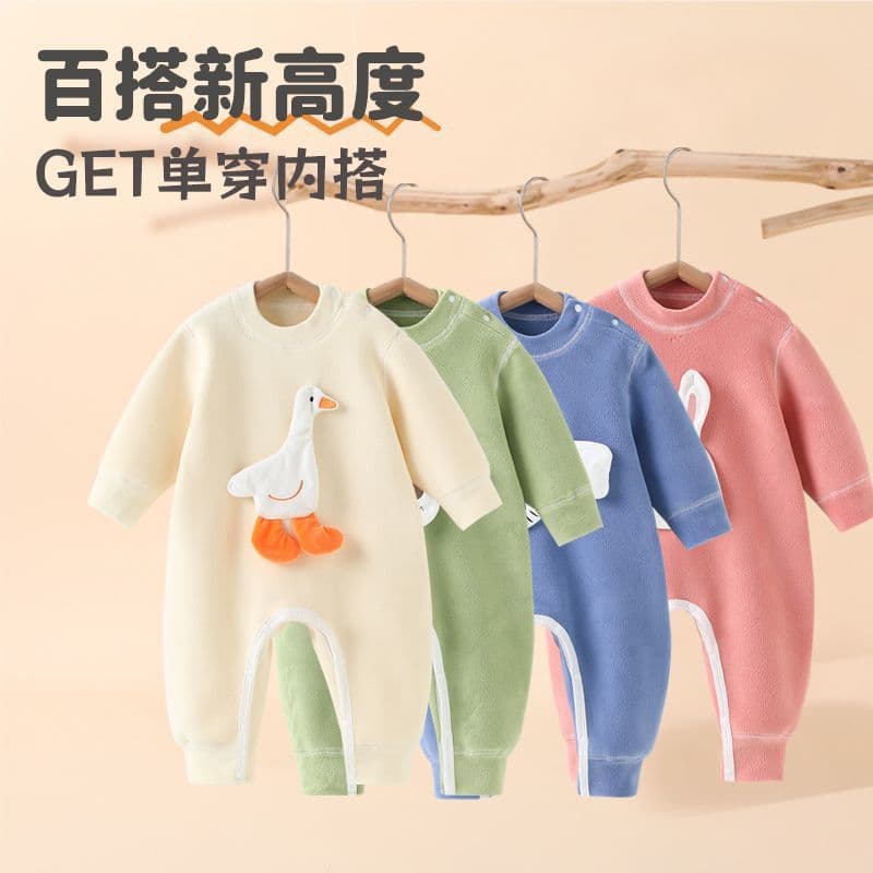 Polar fleece plus velvet, super cute infants, boys and girls, autumn and winter clothes, spring and autumn going out onesies, rompers