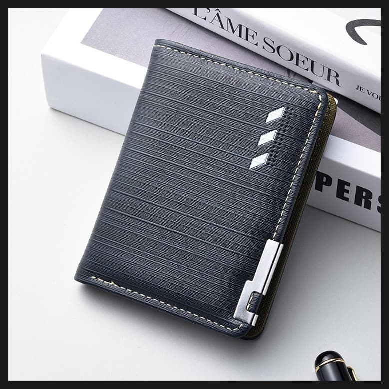 Cross-border Stock Short Wallet for Men, European and American Youth Multi-Card Slot Vertical Small Wallet Trendy Billfold