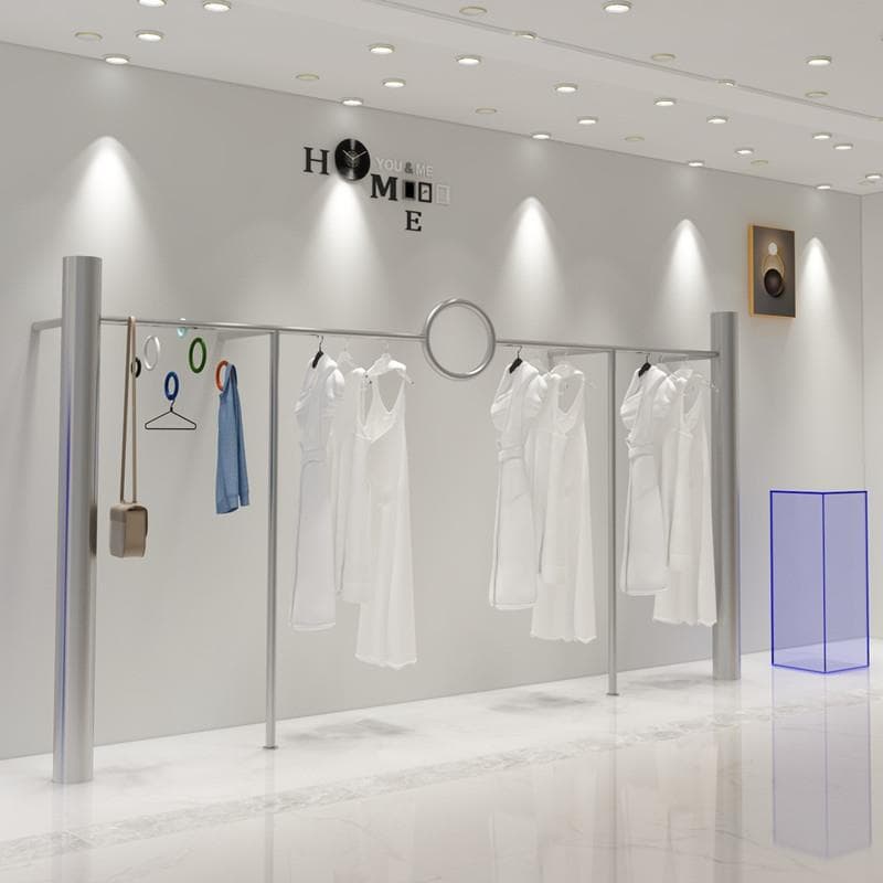 Clothing Store Display Rack Women's Clothing Store Light Luxury Rack Special Display Props Stainless Steel Acrylic Wall-Mounted Clothes Rack