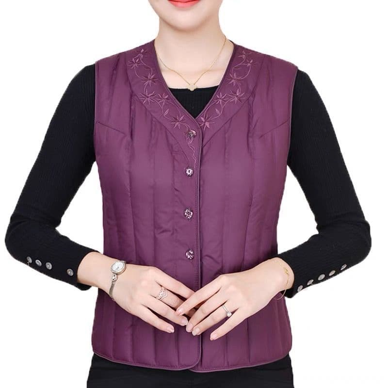 Autumn/Winter Cotton-Padded Vest for Middle-Aged and Elderly Women, Plus Size, Lightweight Thermal Inner Vest, Grandma Back Vest, Mother Vest