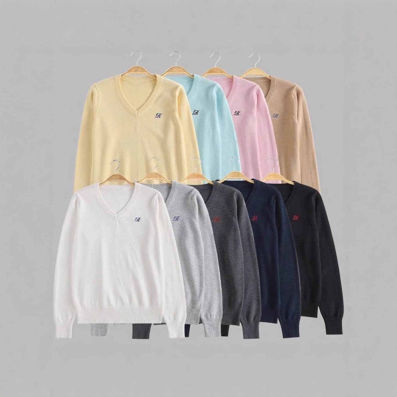 【】Shui Ji Zhong / JK Sweater Set V-Neck Pullover Class Uniform Embroidered JK Knitwear 3D Pattern School Style