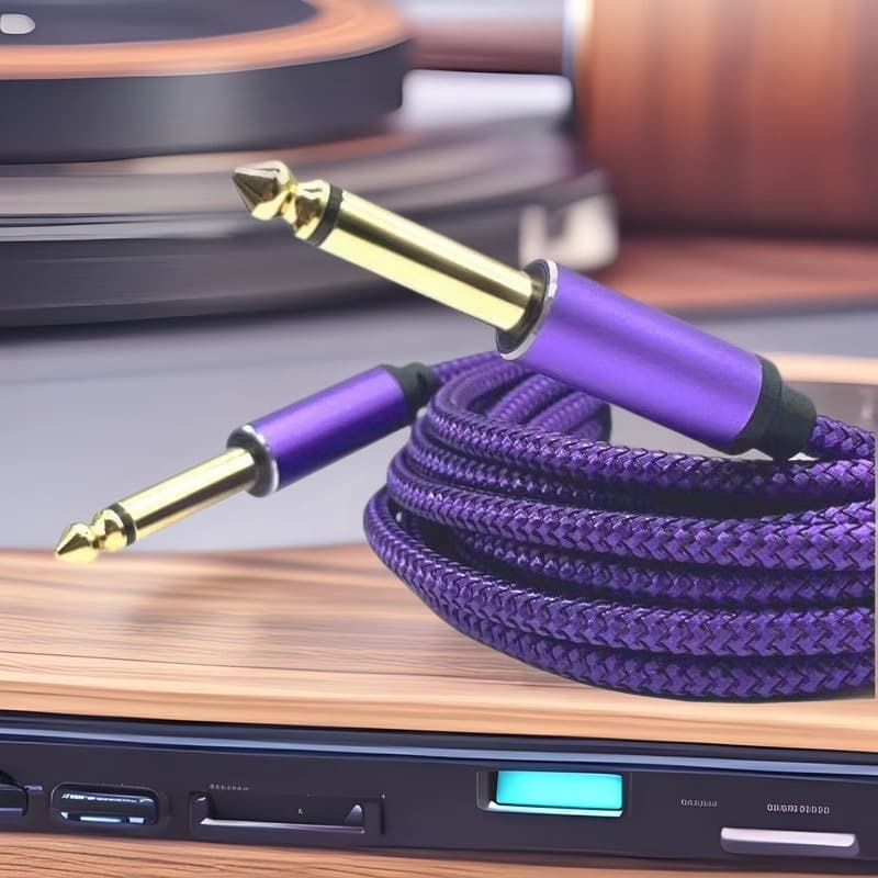 6.35mm Straight to Right-Angle TS Guitar Cable 6.5mm Audio Cable Male to Male for Mixer Amplifier Microphone