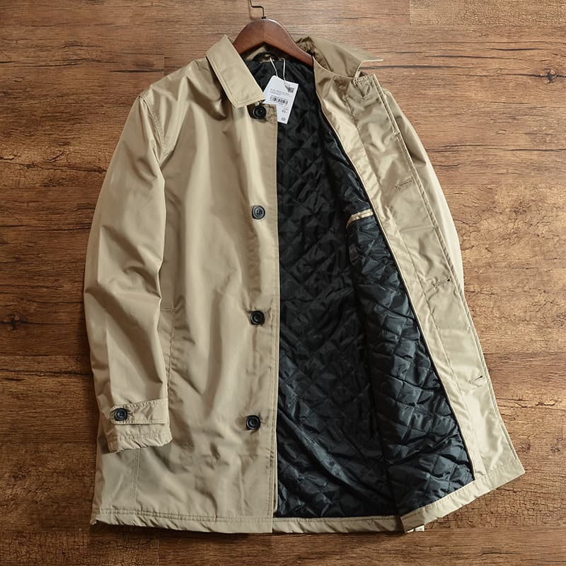 Waterproof Windproof Cotton Inserted Mid-Length Winter Coat for Men Stylish European And American Style Outwear Casual Fashion