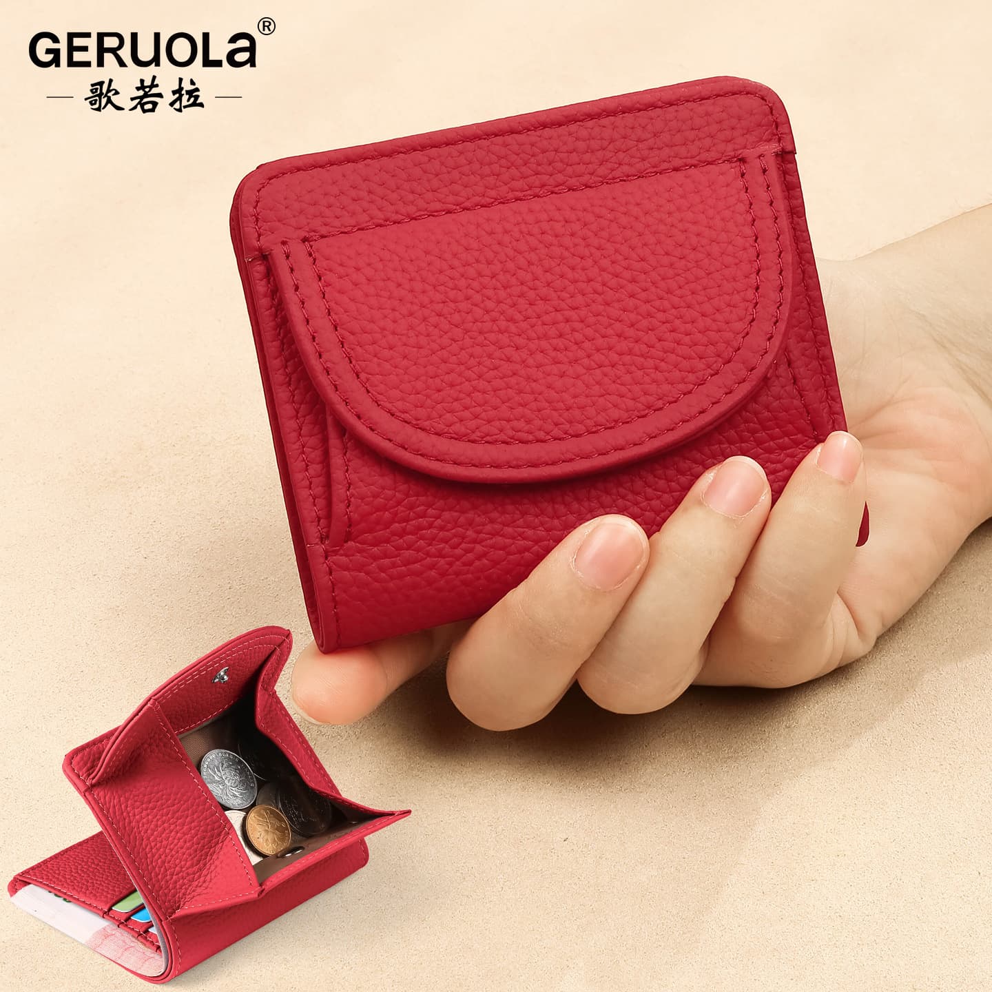 Mini Wallet for Women, New Amazon RFID Folding Simple Ultra-Thin Genuine Leather Japanese Style Small Wallet Trendy