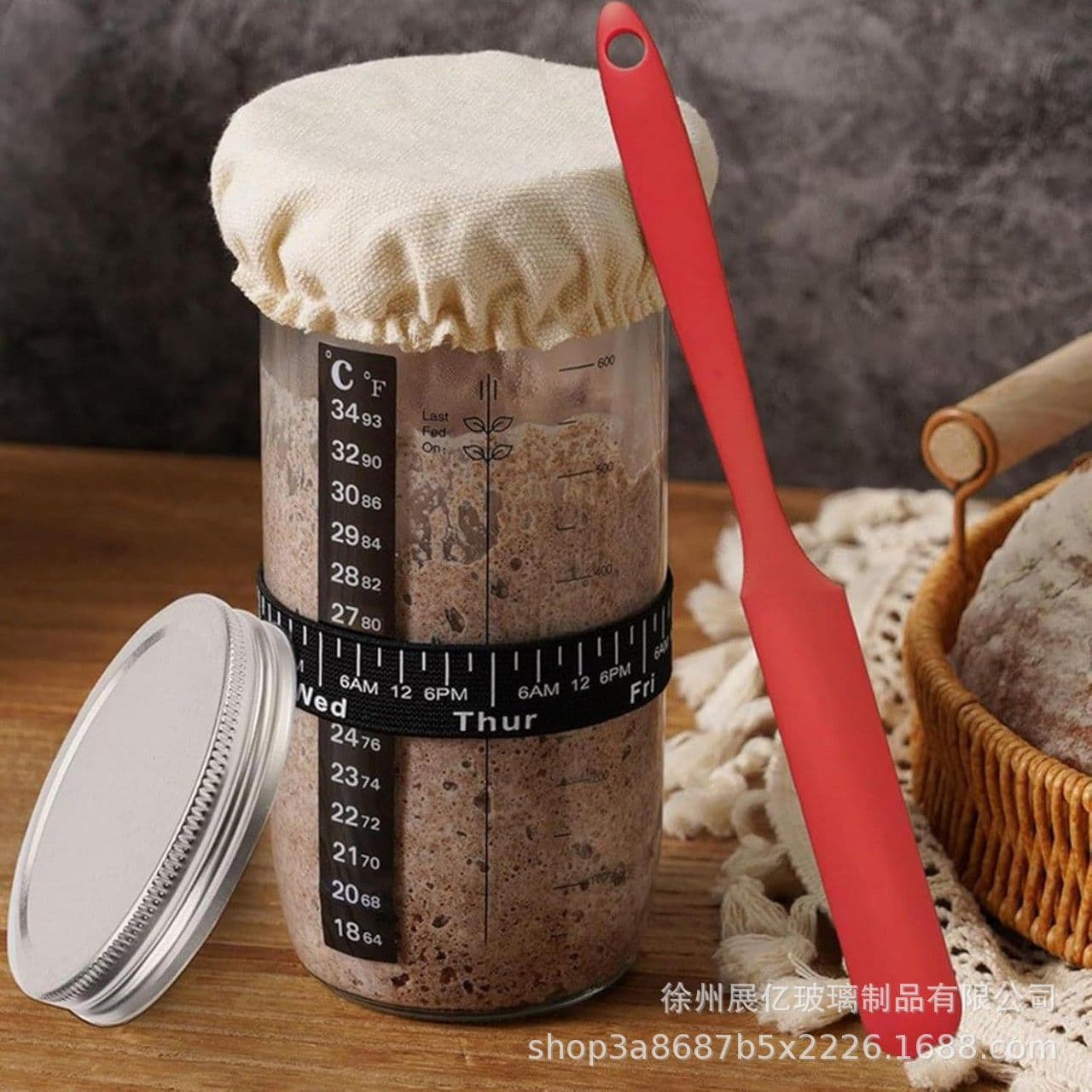 Amazon's best-selling 24oz sourdough bread fermentation glass jar bread fermentation jar dough baking supplies with lid in stock