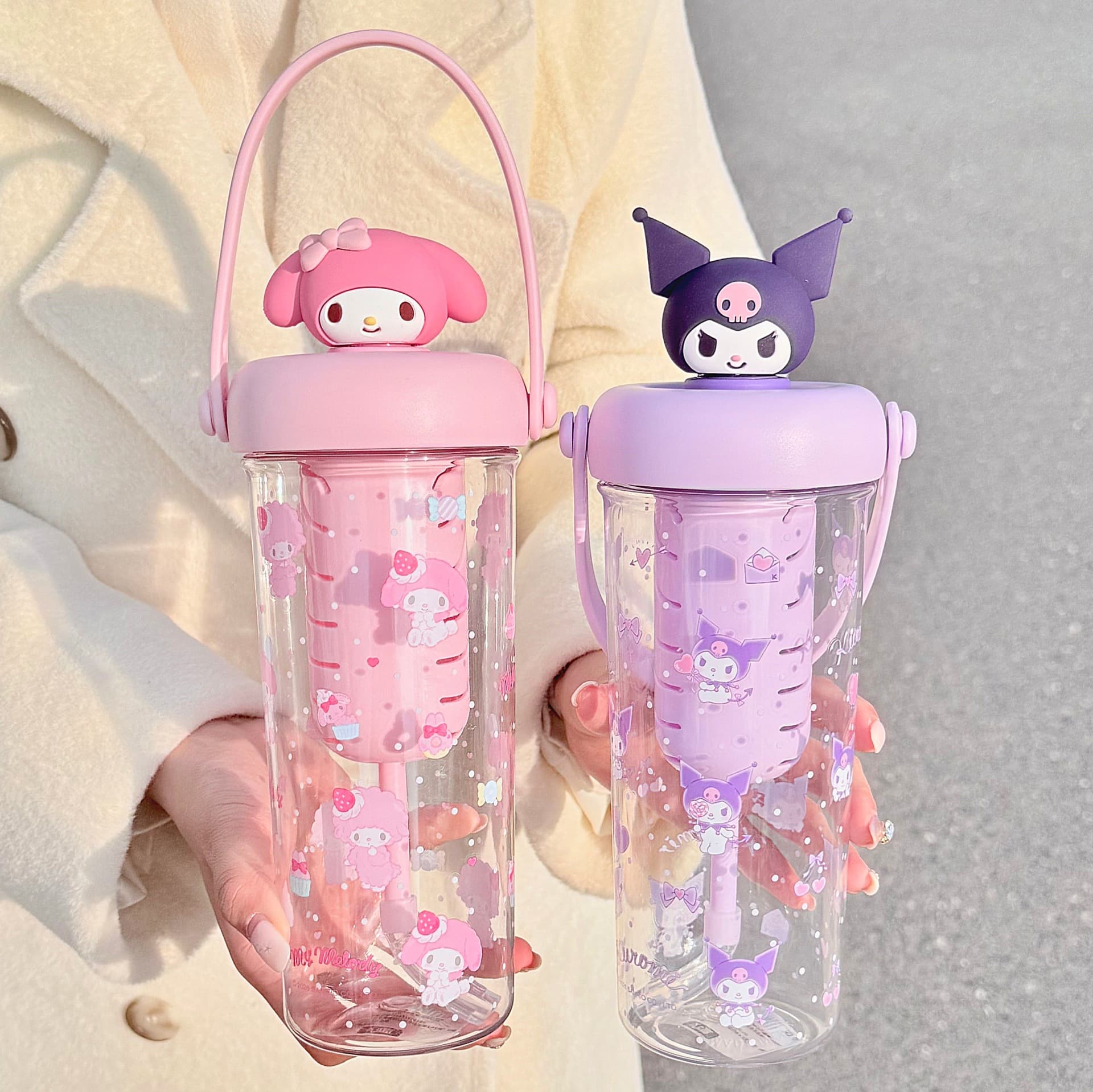 Official Sanrio Character Cartoon Plastic Cup for Women, High-Quality Portable Coffee Cup, Summer Student Direct Drinking Cup