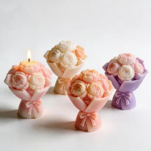 Mini Peony Hand Bouquet Candle Silicone Mold, Handmade DIY Wax Pouring Scented Gypsum Decoration Mold