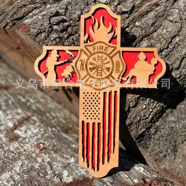 Cross-border new product wooden Cross first responder wooden cross first responder best gift