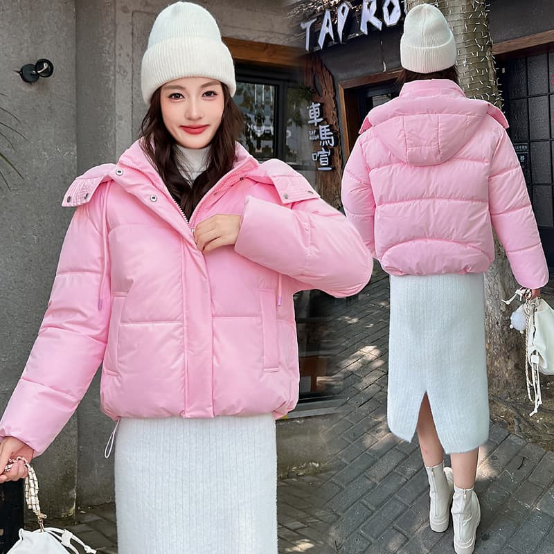 European and American cotton clothing 2026 foreign trade short cotton clothing women's Hong Kong style winter Korean version thickened student cotton-padded jacket fur collar jacket Cangzhou